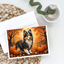 Load image into Gallery viewer, Sheltie Fall Greeting Cards -  Blank Note Cards – 8-Pack of Artist-Designed Cards with Envelopes