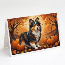 Load image into Gallery viewer, Sheltie Fall Greeting Cards -  Blank Note Cards – 8-Pack of Artist-Designed Cards with Envelopes