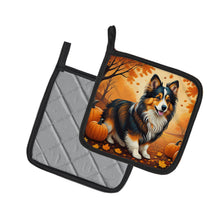 Load image into Gallery viewer, Sheltie Fall Pot Holders - Set of 2 Decorative Kitchen Helpers | Made in the USA