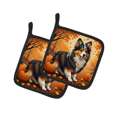 Load image into Gallery viewer, Sheltie Fall Pot Holders - Set of 2 Decorative Kitchen Helpers | Made in the USA
