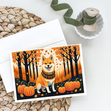 Load image into Gallery viewer, Shiba Inu Fall Greeting Cards -  Blank Note Cards – 8-Pack of Artist-Designed Cards with Envelopes