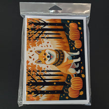 Load image into Gallery viewer, Shiba Inu Fall Greeting Cards -  Blank Note Cards – 8-Pack of Artist-Designed Cards with Envelopes