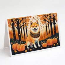 Load image into Gallery viewer, Shiba Inu Fall Greeting Cards -  Blank Note Cards – 8-Pack of Artist-Designed Cards with Envelopes