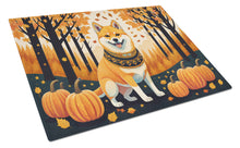 Load image into Gallery viewer, Shiba Inu Fall Glass Cutting Boards – Durable, Decorative Kitchen Art Large
