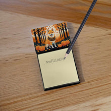 Load image into Gallery viewer, Shiba Inu Fall Sticky Note Holder- Refiilable Desk Accessory Note Pad