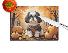 Load image into Gallery viewer, Shih Tzu Fall Glass Cutting Boards – Durable, Decorative Kitchen Art Large