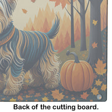 Load image into Gallery viewer, Silky Terrier Fall Glass Cutting Boards – Durable, Decorative Kitchen Art Large