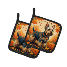 Load image into Gallery viewer, Silky Terrier Fall Pot Holders - Set of 2 Decorative Kitchen Helpers | Made in the USA