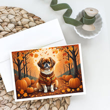 Load image into Gallery viewer, Tibetan Spaniel Fall Greeting Cards -  Blank Note Cards – 8-Pack of Artist-Designed Cards with Envelopes