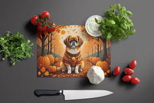 Load image into Gallery viewer, Tibetan Spaniel Fall Glass Cutting Boards – Durable, Decorative Kitchen Art Large