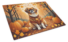 Load image into Gallery viewer, Tibetan Spaniel Fall Glass Cutting Boards – Durable, Decorative Kitchen Art Large