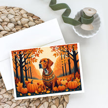 Load image into Gallery viewer, Vizsla Fall Greeting Cards -  Blank Note Cards – 8-Pack of Artist-Designed Cards with Envelopes