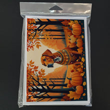 Load image into Gallery viewer, Vizsla Fall Greeting Cards -  Blank Note Cards – 8-Pack of Artist-Designed Cards with Envelopes