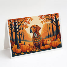 Load image into Gallery viewer, Vizsla Fall Greeting Cards -  Blank Note Cards – 8-Pack of Artist-Designed Cards with Envelopes