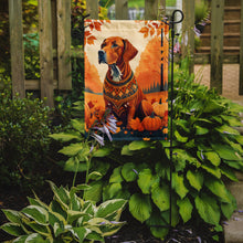 Load image into Gallery viewer, Vizsla Fall Garden Flag – Dog Surrounded by Pumpkins &amp; Autumn Leaves