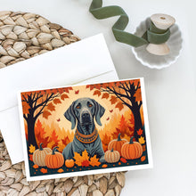 Load image into Gallery viewer, Weimaraner Fall Greeting Cards -  Blank Note Cards – 8-Pack of Artist-Designed Cards with Envelopes