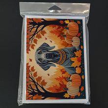 Load image into Gallery viewer, Weimaraner Fall Greeting Cards -  Blank Note Cards – 8-Pack of Artist-Designed Cards with Envelopes