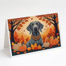 Load image into Gallery viewer, Weimaraner Fall Greeting Cards -  Blank Note Cards – 8-Pack of Artist-Designed Cards with Envelopes