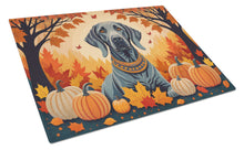 Load image into Gallery viewer, Weimaraner Fall Glass Cutting Boards – Durable, Decorative Kitchen Art Large