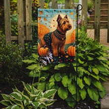 Load image into Gallery viewer, Welsh Terrier Fall Garden Flag – Dog Surrounded by Pumpkins &amp; Autumn Leaves