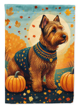 Load image into Gallery viewer, Welsh Terrier Fall Garden Flag – Dog Surrounded by Pumpkins &amp; Autumn Leaves