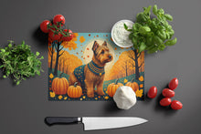 Load image into Gallery viewer, Welsh Terrier Fall Glass Cutting Boards – Durable, Decorative Kitchen Art Large