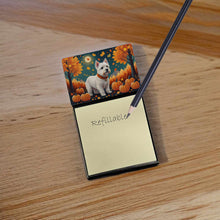 Load image into Gallery viewer, Westie Fall Sticky Note Holder- Refiilable Desk Accessory Note Pad