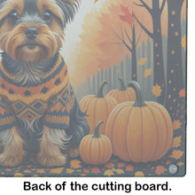 Load image into Gallery viewer, Yorkshire Terrier Fall Glass Cutting Boards – Durable, Decorative Kitchen Art Large