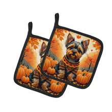 Load image into Gallery viewer, Yorkshire Terrier Fall Pot Holders - Set of 2 Decorative Kitchen Helpers | Made in the USA