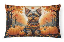 Load image into Gallery viewer, Yorkshire Terrier Fall Fabric Decorative Pillow