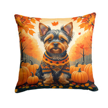 Load image into Gallery viewer, Yorkshire Terrier Fall Throw Pillow - 14x14 Decorative Pillow – Art for Your Home &amp; Patio