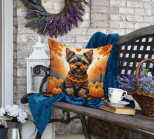 Load image into Gallery viewer, Yorkshire Terrier Fall Fabric Decorative Pillow