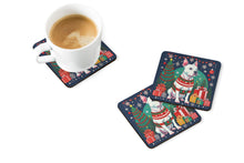 Load image into Gallery viewer, White Pit Bull Terrier Christmas Coasters - Set of 4 Lightweight Foam, Absorbent Drink Coasters