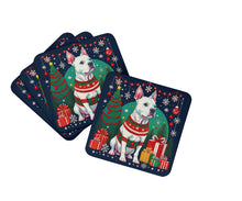 Load image into Gallery viewer, White Pit Bull Terrier Christmas Coasters - Set of 4 Lightweight Foam, Absorbent Drink Coasters