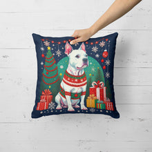 Load image into Gallery viewer, White Pit Bull Terrier Christmas Throw Pillow - 14x14 Decorative Pillow – Art for Your Home &amp; Patio