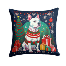 Load image into Gallery viewer, White Pit Bull Terrier Christmas Fabric Decorative Pillow