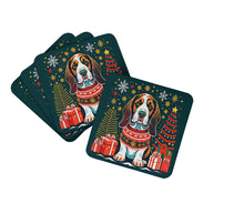 Load image into Gallery viewer, Basset Hound Christmas Coasters - Set of 4 Lightweight Foam, Absorbent Drink Coasters