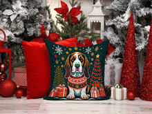 Load image into Gallery viewer, Basset Hound Christmas Fabric Decorative Pillow