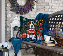 Load image into Gallery viewer, Basset Hound Christmas Fabric Decorative Pillow