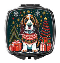 Load image into Gallery viewer, Basset Hound Christmas Compact Mirror – Stylish Purse Mirror with Artistic Covers