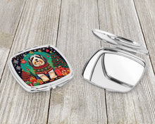 Load image into Gallery viewer, Bearded Collie Christmas Compact Mirror – Stylish Purse Mirror with Artistic Covers