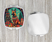 Load image into Gallery viewer, Belgian Malinois Christmas Compact Mirror – Stylish Purse Mirror with Artistic Covers