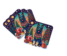 Load image into Gallery viewer, Belgian Sheepdog Christmas Coasters - Set of 4 Lightweight Foam, Absorbent Drink Coasters