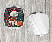 Load image into Gallery viewer, Bichon Frise Christmas Compact Mirror – Stylish Purse Mirror with Artistic Covers