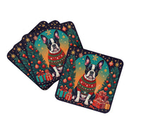 Load image into Gallery viewer, Boston Terrier Christmas Coasters - Set of 4 Lightweight Foam, Absorbent Drink Coasters