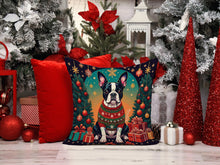 Load image into Gallery viewer, Boston Terrier Christmas Throw Pillow - 14x14 Decorative Pillow – Art for Your Home &amp; Patio