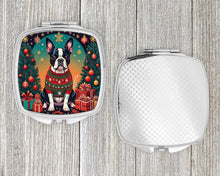 Load image into Gallery viewer, Boston Terrier Christmas Compact Mirror – Stylish Purse Mirror with Artistic Covers