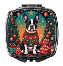 Load image into Gallery viewer, Boston Terrier Christmas Compact Mirror – Stylish Purse Mirror with Artistic Covers