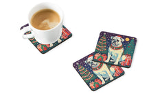 Load image into Gallery viewer, White Boxer Christmas Coasters - Set of 4 Lightweight Foam, Absorbent Drink Coasters