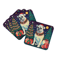 Load image into Gallery viewer, White Boxer Christmas Coasters - Set of 4 Lightweight Foam, Absorbent Drink Coasters